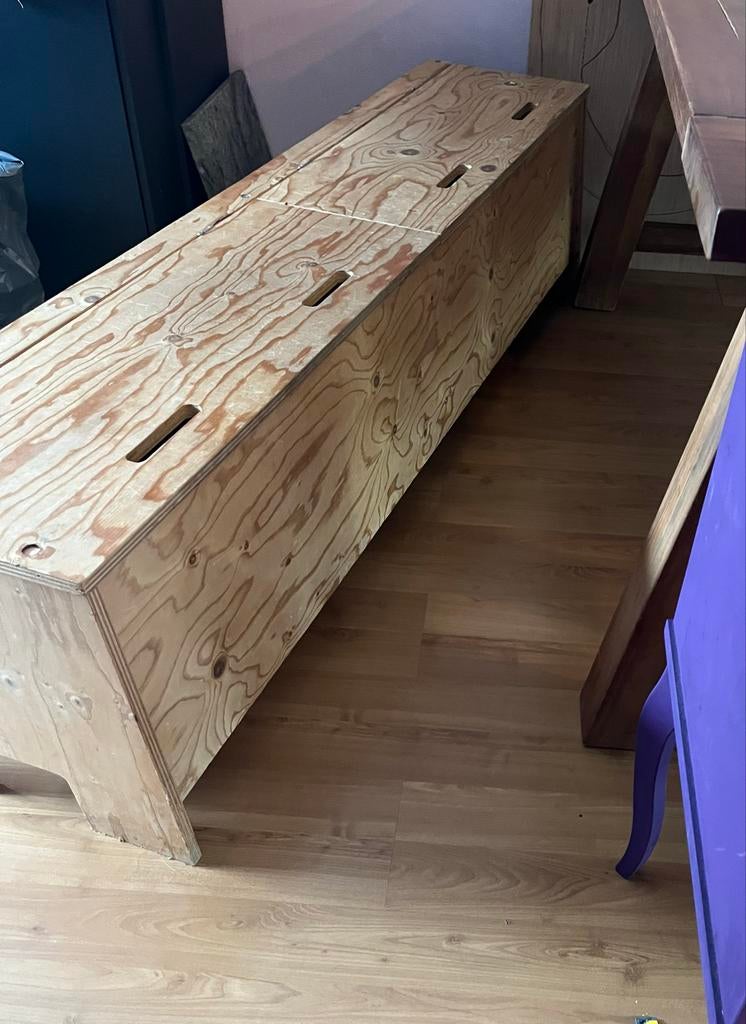 Houten bank met opbergruimte, Ophalen, Zo goed als nieuw, 25 tot 50 cm, Minder dan 100 cm