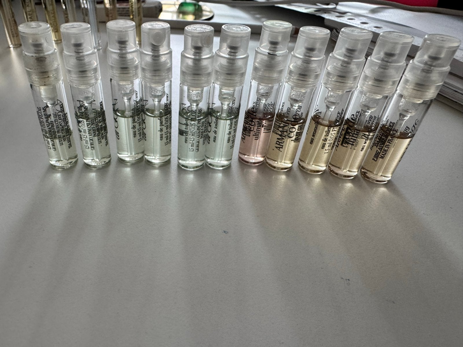 Armani Code Parfum Samples - 1.5ml Miniatuur Flesjes, Ophalen of Verzenden, Zo goed als nieuw