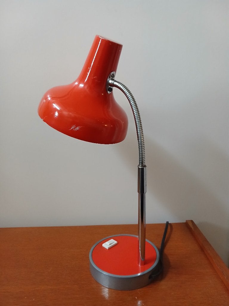 Oranje Bureaulamp - Vintage jaren 60-70, Huis en Inrichting, Lampen | Tafellampen, Bureaulamp, Gebruikt, Vintage, Oranje