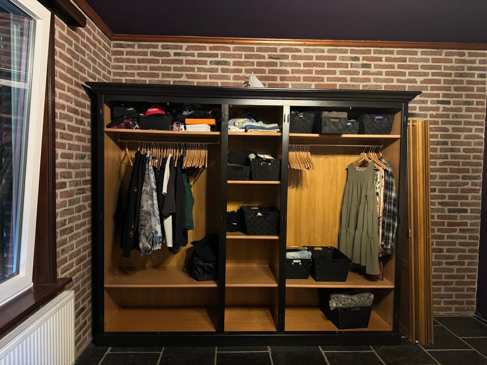 Vol eiken kledingkast met hang- en legruimte, Ophalen, Gebruikt, 200 cm of meer, Eikenhout