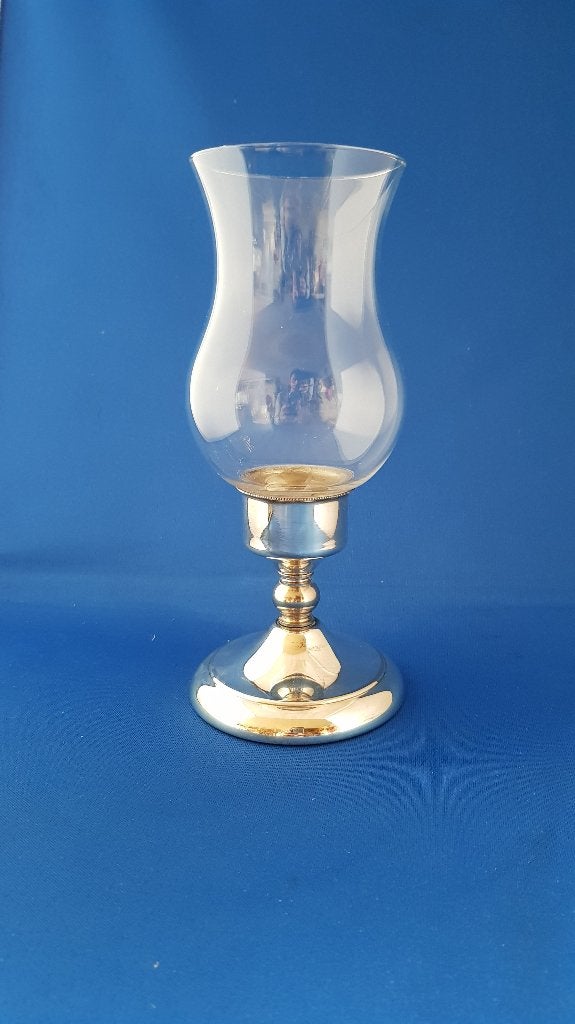 PM Italy vintage kandelaar, windlicht, verzilverde voet. 2A6, Huis en Inrichting, Woonaccessoires | Kandelaars en Kaarsen, Tweedehands verkoop