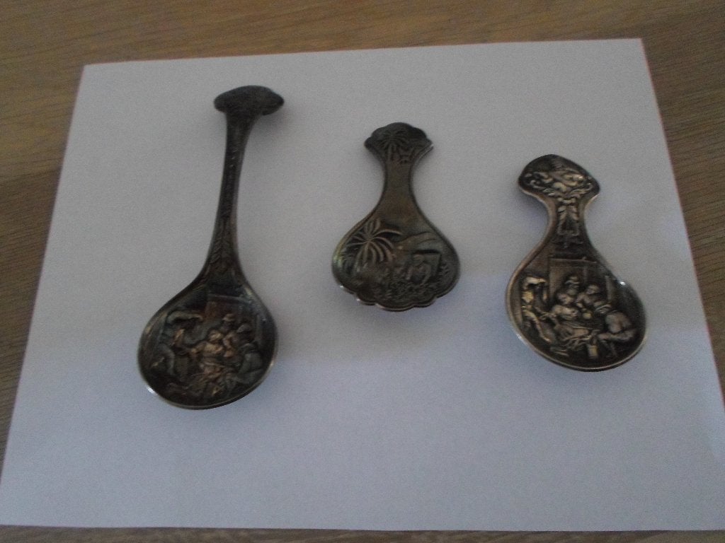 3 vintage thee schep lepeltjes, Antiek en Kunst, Ophalen of Verzenden