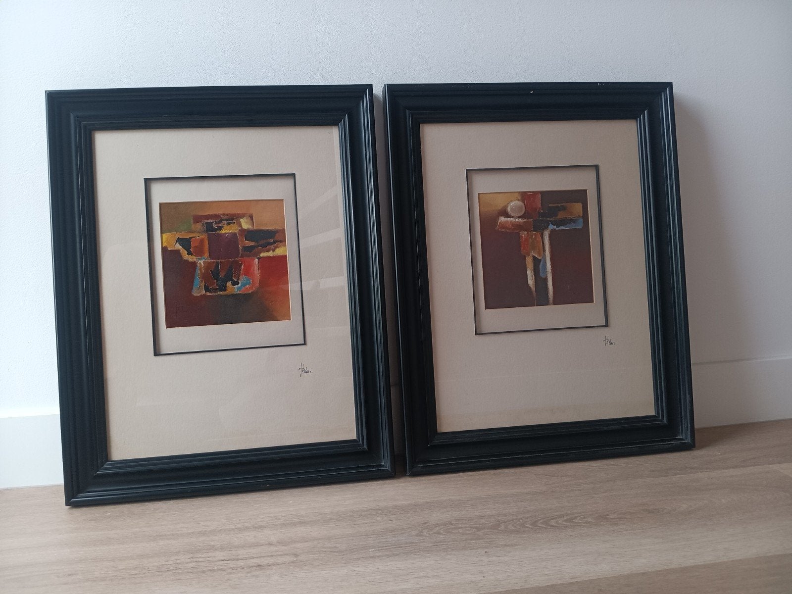 2 Abstracte Werken, P. Helzer? Dubbele Signaturen, Ophalen