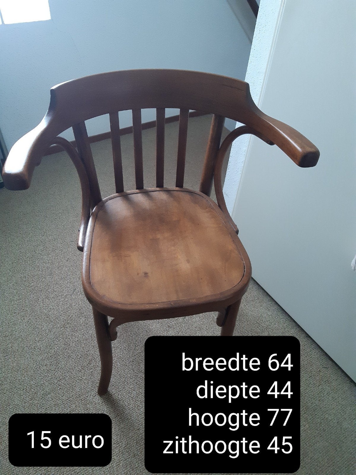 antieke cafestoel, Ophalen, Gebruikt, Bruin, Eén