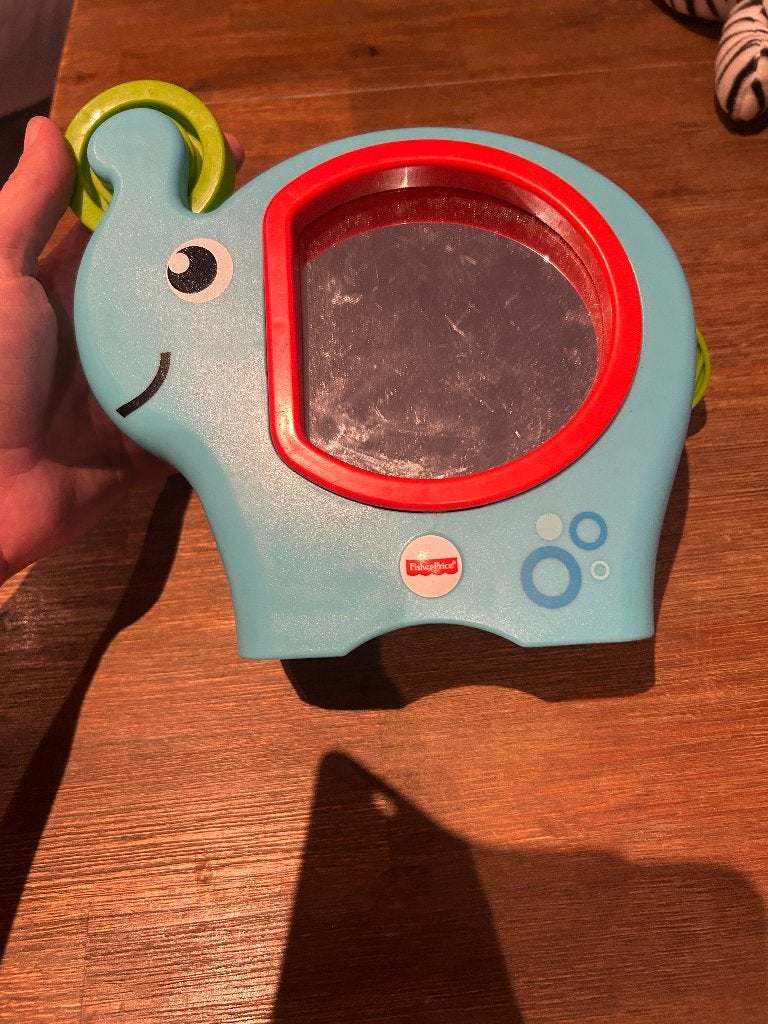 Fisher-Price Olifantje met spiegel en rammelaar, Kinderen en Baby's, Speelgoed | Fisher-Price, Ophalen of Verzenden, Gebruikt
