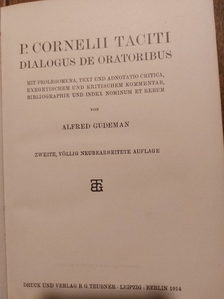 Tacitus: DIALOGUS DE ORATORIBUS-Gudeman + sarkasme en, Boeken, Ophalen of Verzenden, Gelezen, Europa overig