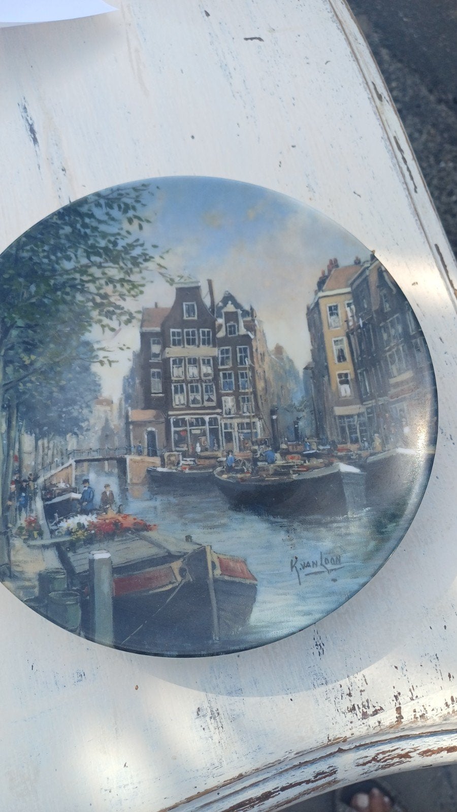 Mosa Wandbord 'Lente aan een Rotterdamse Gracht', Ophalen of Verzenden
