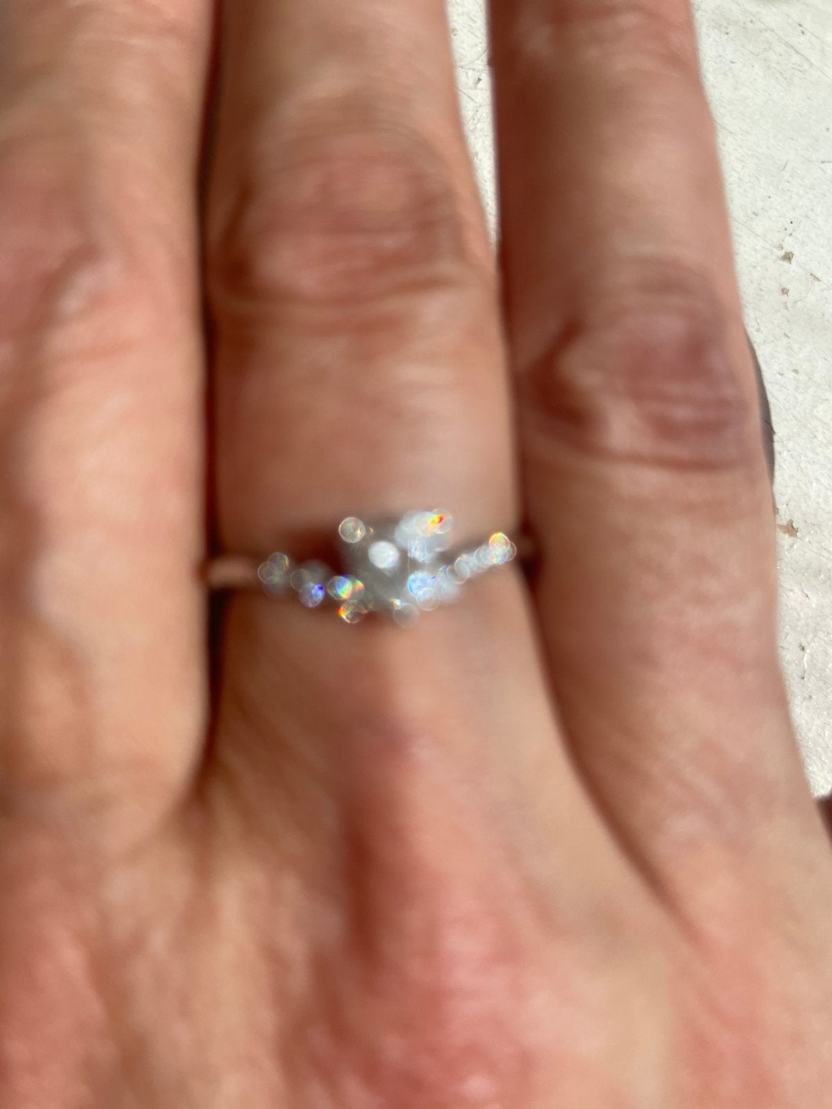 Ring Platina 900 hart geslepen diamant 0,46 karaat, Overige materialen, Ophalen of Verzenden, Zo goed als nieuw, 17 tot 18