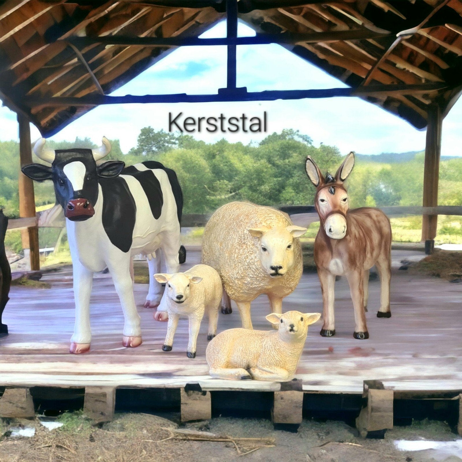 Kerststal beeld Ezel Koe Varken Kalf Geit Schaap paard, Ophalen, Nieuw, Boerderijdier, Beeldje of Figuurtje