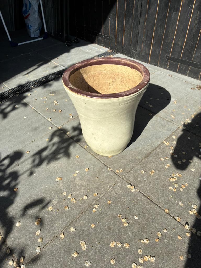 Keramiek pot, Tuin en Terras, Bloempotten, Balkon, Rond, Zo goed als nieuw, Aardewerk