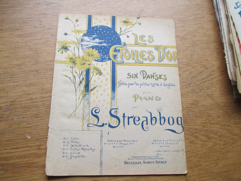 Antiek bladmuziek: Les Étoiles d'Or - L. Streabbog (Piano), Gebruikt, Klassiek, Ophalen of Verzenden, Thema