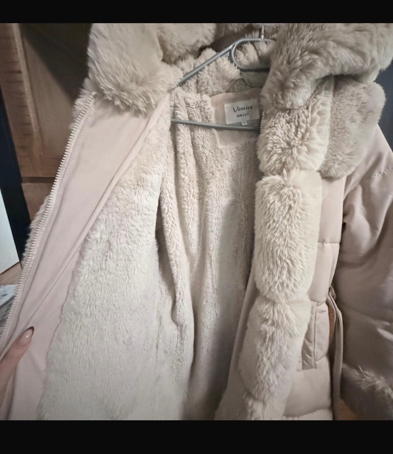 Venessa Nucci Winterjas met Bont - Maat XL, Ophalen of Verzenden, Zo goed als nieuw, Maat 46/48 (XL) of groter, Beige