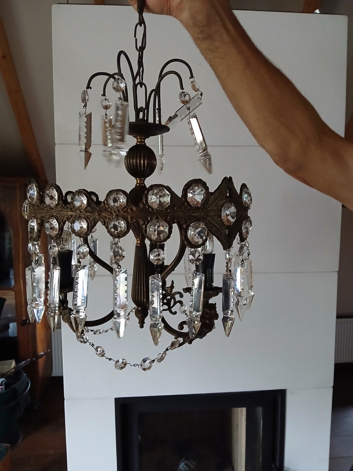 Hanglamp met glaspegels, Ophalen of Verzenden, Gebruikt
