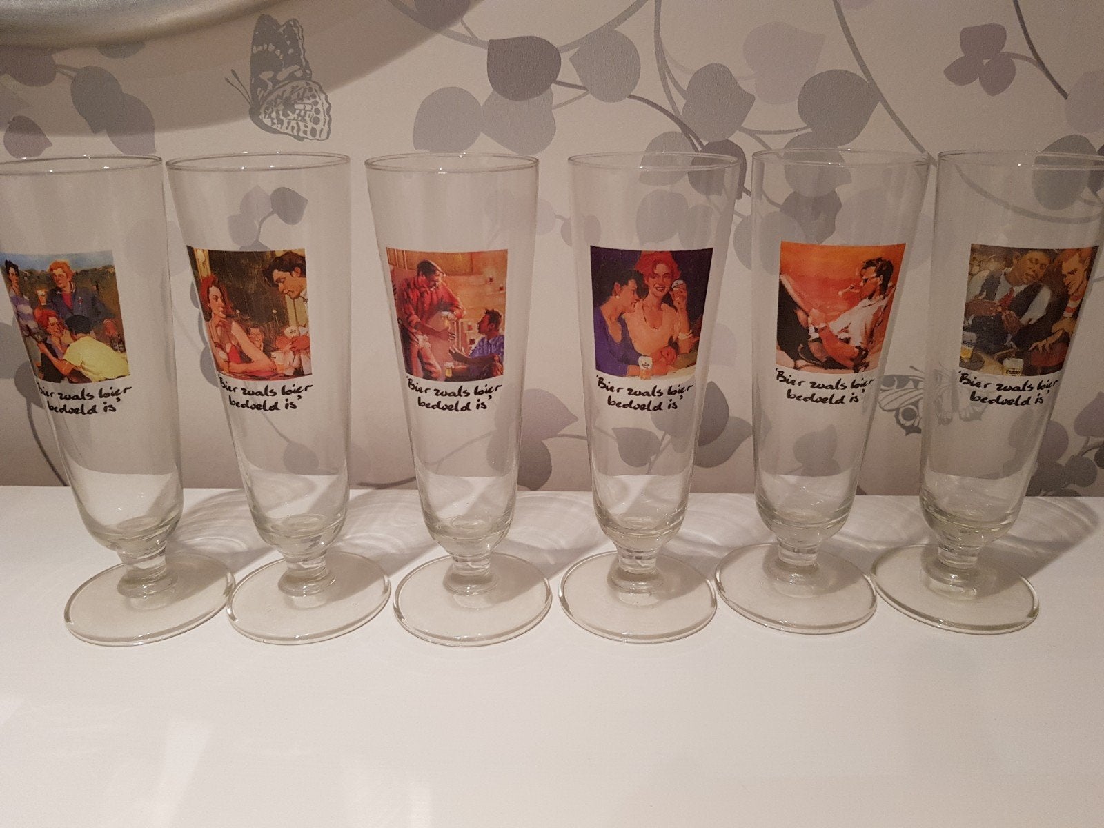 Set van 6 Heineken bierglazen - 'Bier zoals bier bedoeld is', Verzamelen, Ophalen of Verzenden, Zo goed als nieuw, Glas of Glazen