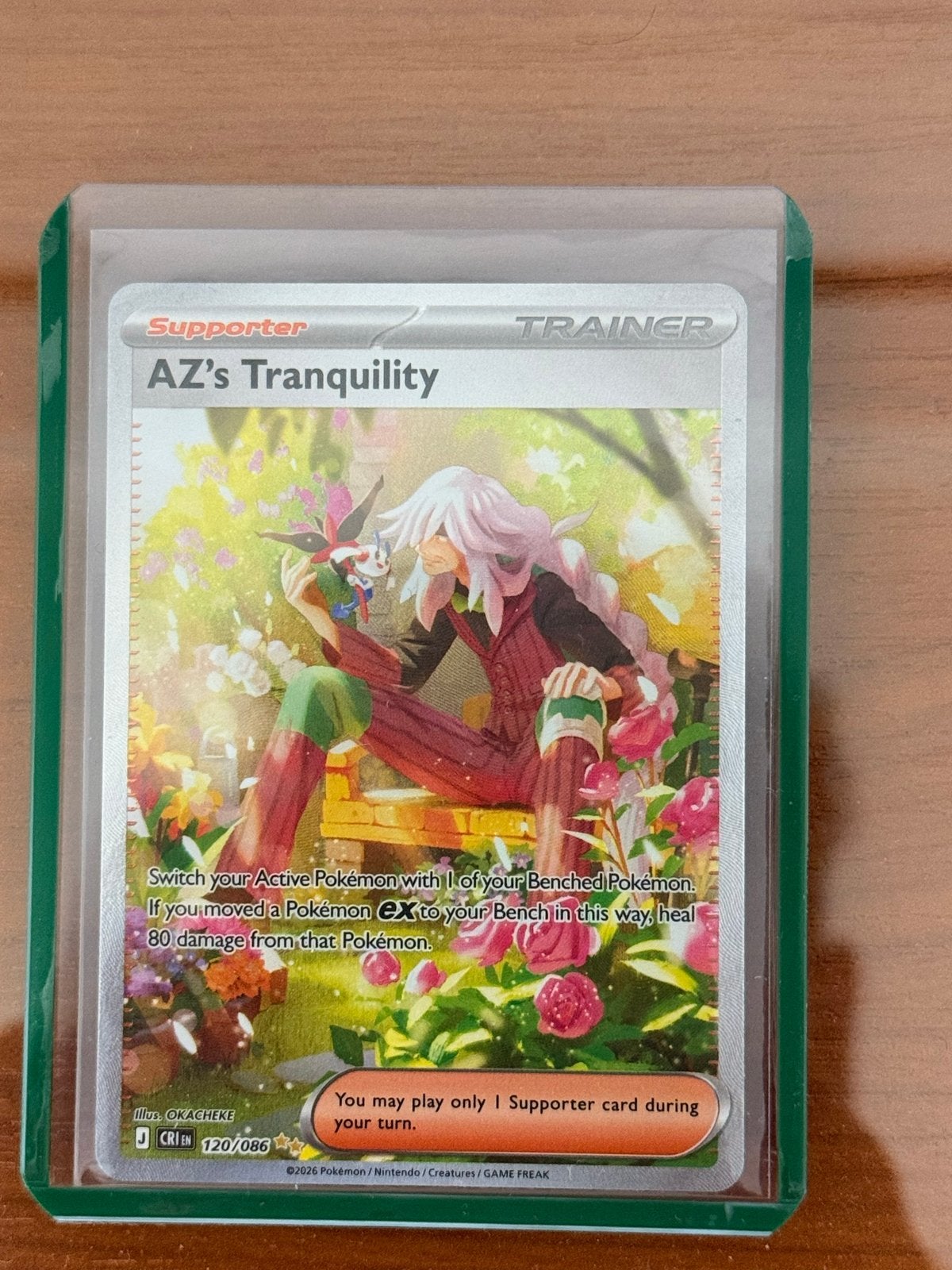Pokémon Kaart: AZ's Tranquility Supporter (Full Art), Ophalen of Verzenden, Zo goed als nieuw, Losse kaart