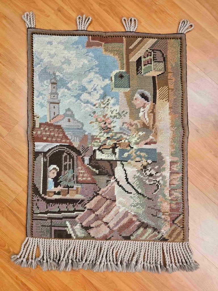 Vintage Wandkleed bruintinten vrouwen met planten 86/65 cm, Ophalen of Verzenden