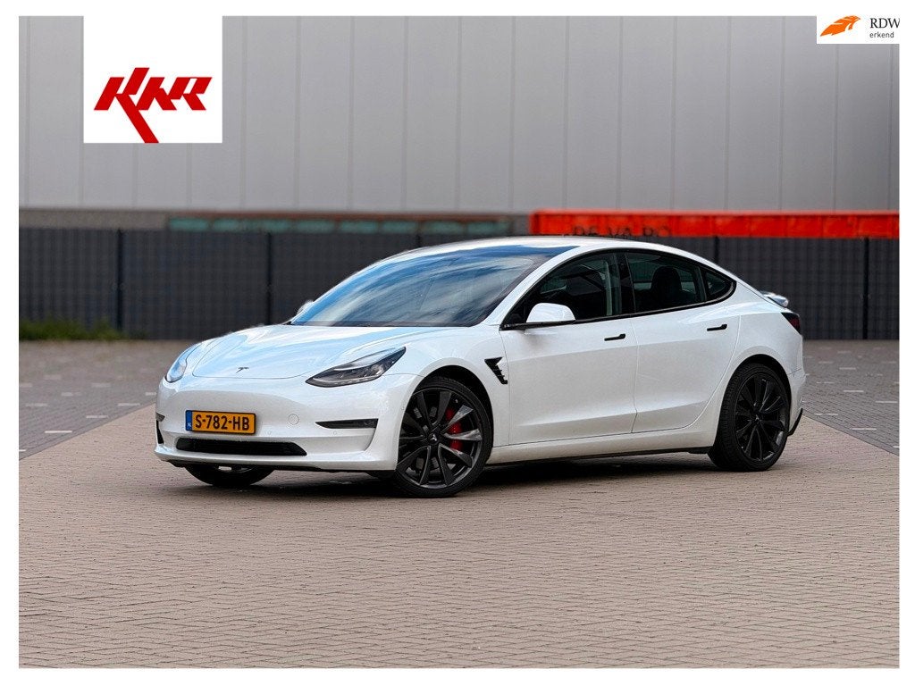 Tesla Model 3 Performance AWD 75 kWh 91% SOH, Auto's, Automaat, 462 pk, Wit, Leder
