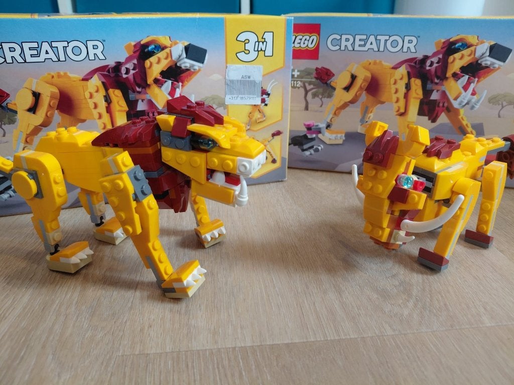 2x LEGO Creator 31112 Wild Lion 3-in-1, Lego, Ophalen of Verzenden, Zo goed als nieuw, Compleet