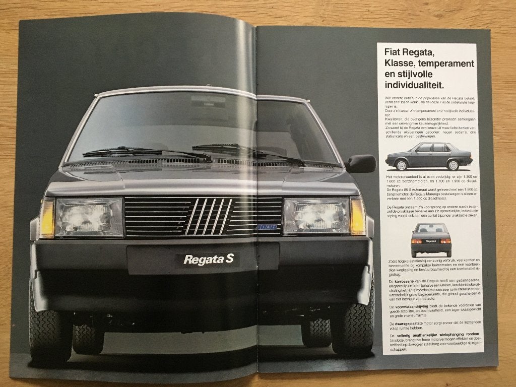Autofolder/Brochure Fiat Regata 1986, Ophalen of Verzenden, Nieuw, Overige merken
