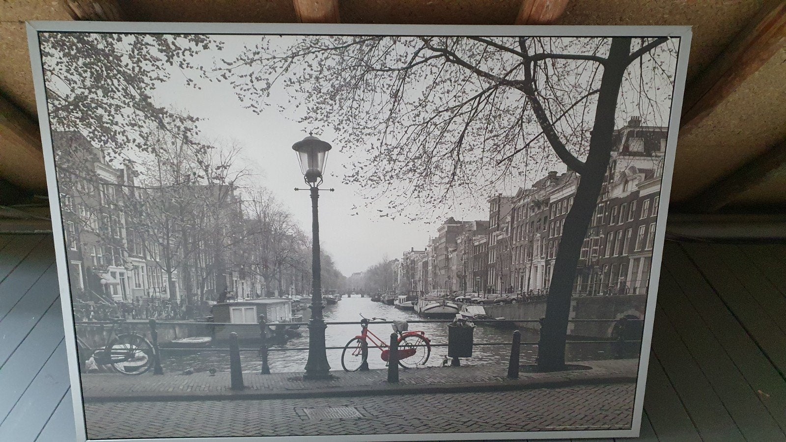 Grote zwart-wit prent Amsterdam in lijst, Huis en Inrichting, Ophalen, Gebruikt, 125 cm of meer, Print
