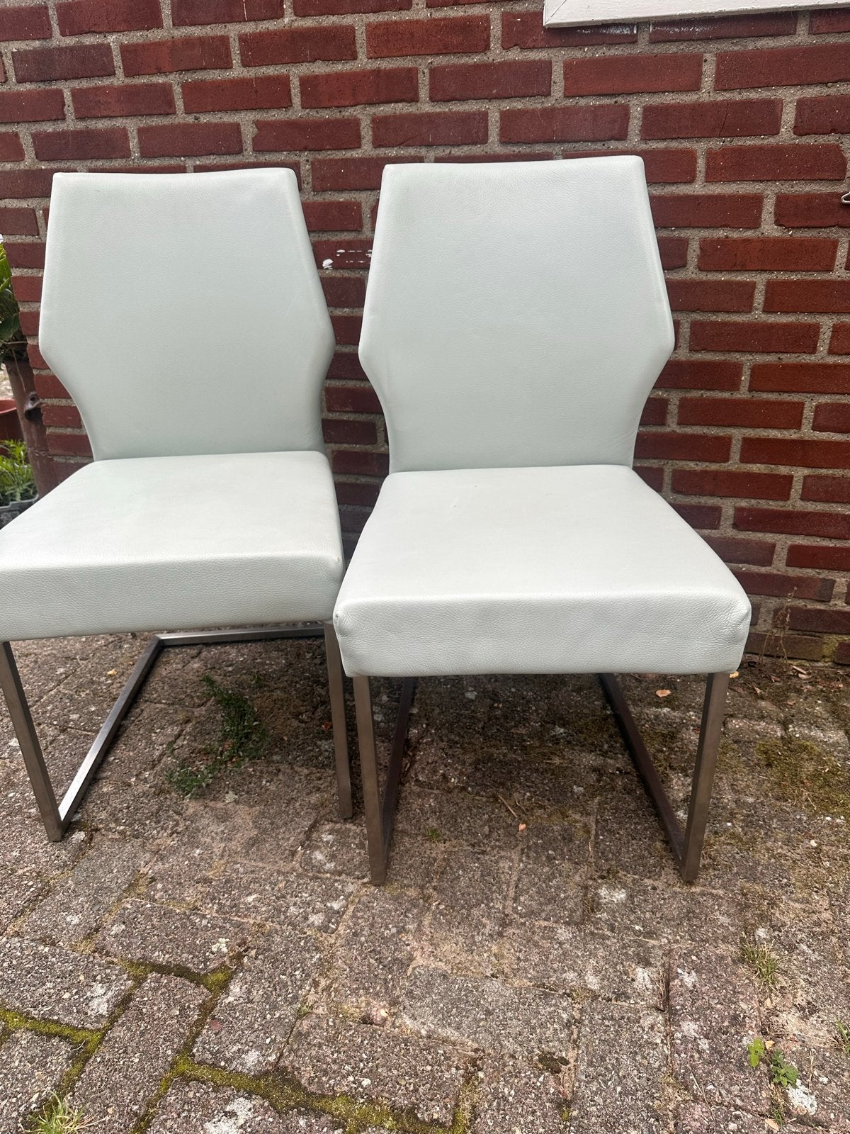 Set van 2 moderne eetkamerstoelen - Lichtgroen, Huis en Inrichting, Ophalen, Twee, Overige kleuren, Zo goed als nieuw