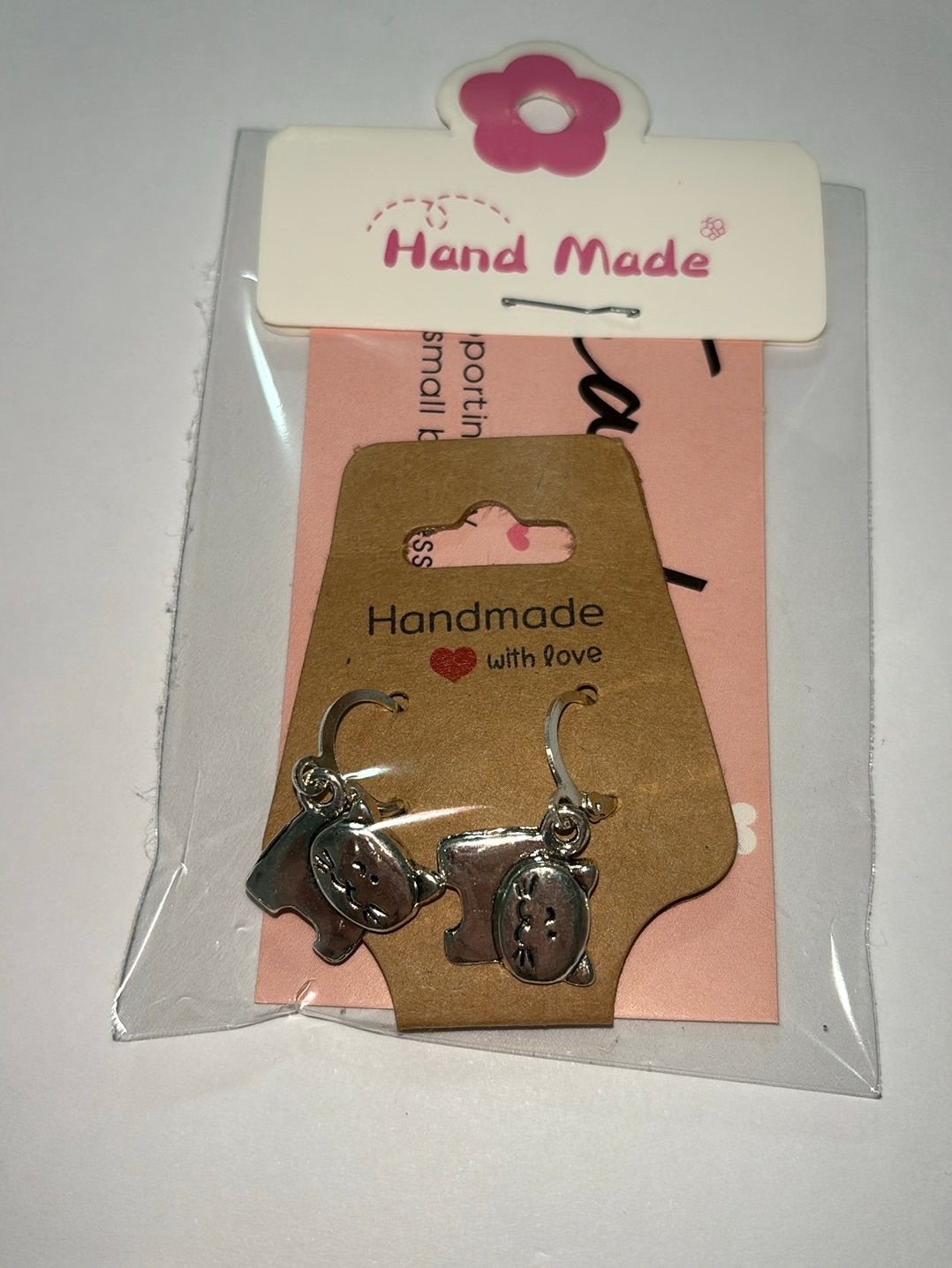 Oorbellen kat zilver, Overige materialen, Hangers, Nieuw, Ophalen of Verzenden