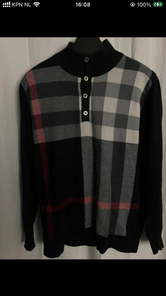 Burberry Trui met Ruitpatroon, Ophalen of Verzenden, Gedragen, Overige maten, Zwart