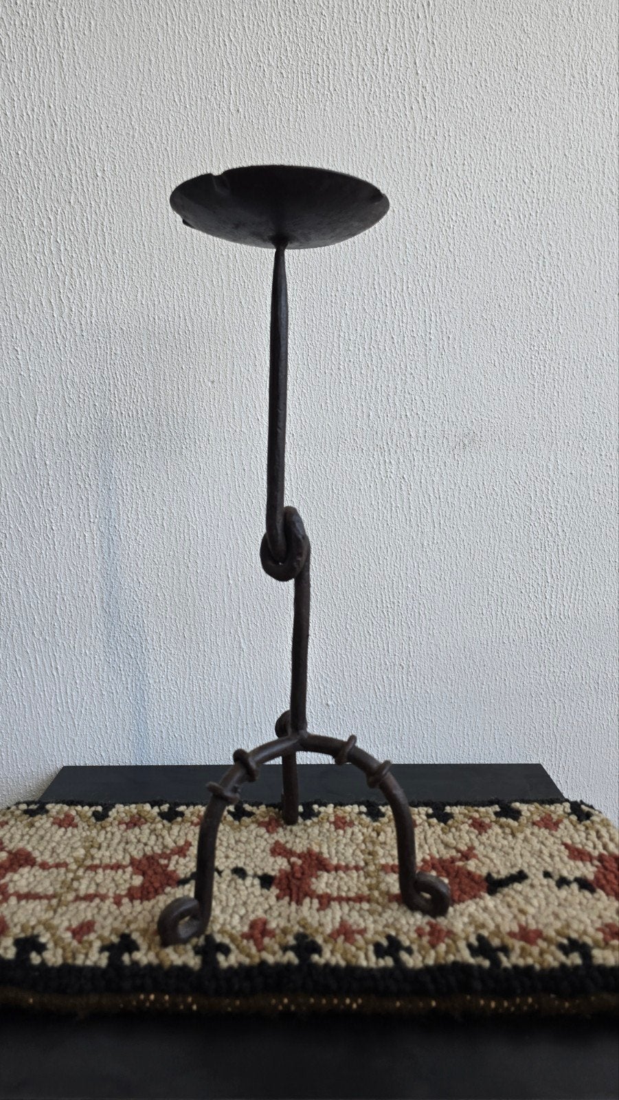 Antieke Smeedijzeren Kandelaar (46 cm), Ophalen of Verzenden