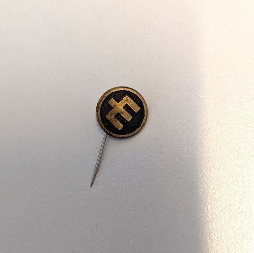 vreemd onbekend speldje met letter E ?, Ophalen of Verzenden, Gebruikt, Overige onderwerpen, Speldje of Pin