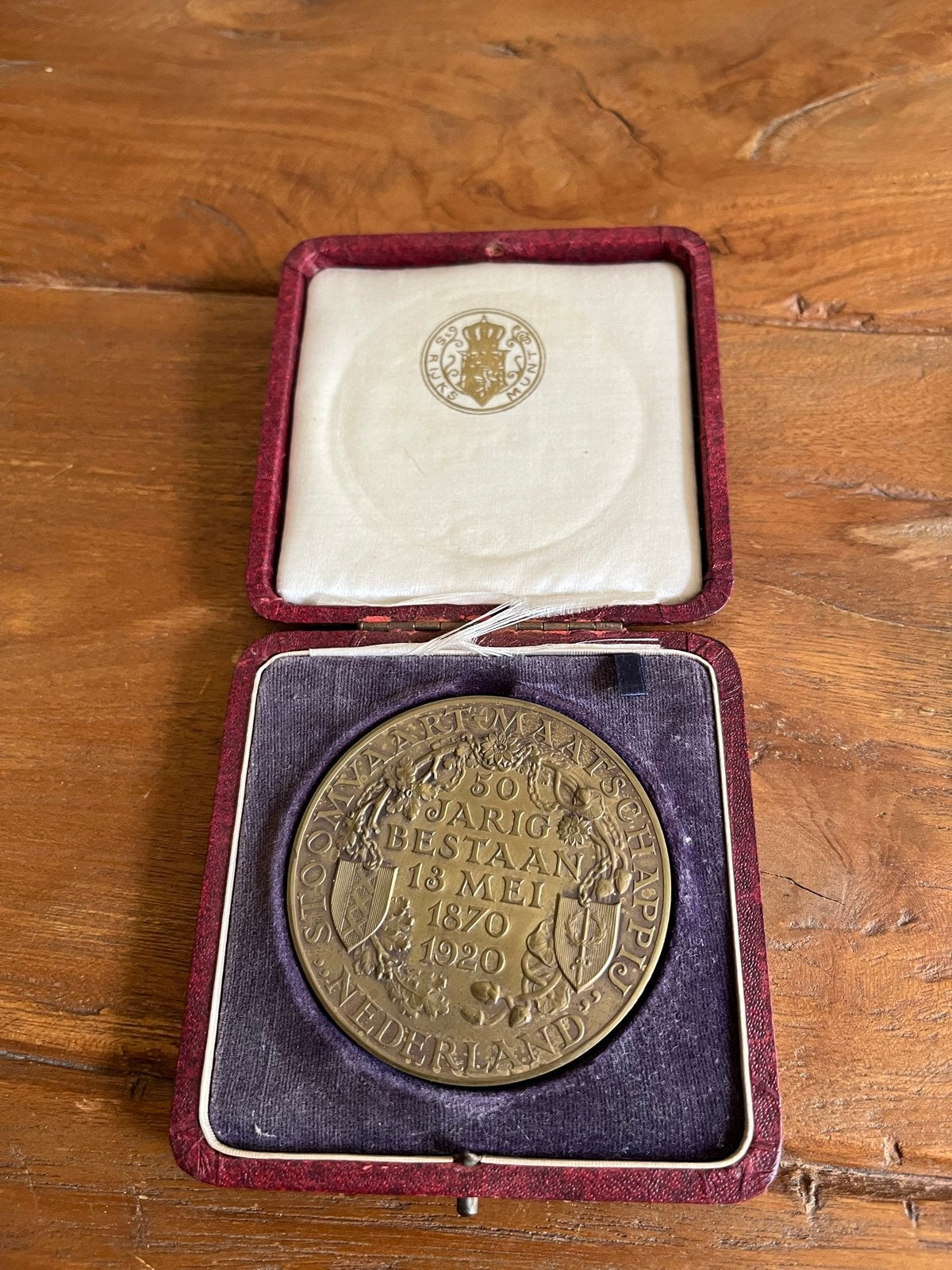 Herdenkingspenning 50-jarig bestaan Stoomvaart Maatschappij, Postzegels en Munten, Ophalen of Verzenden, Brons, Nederland