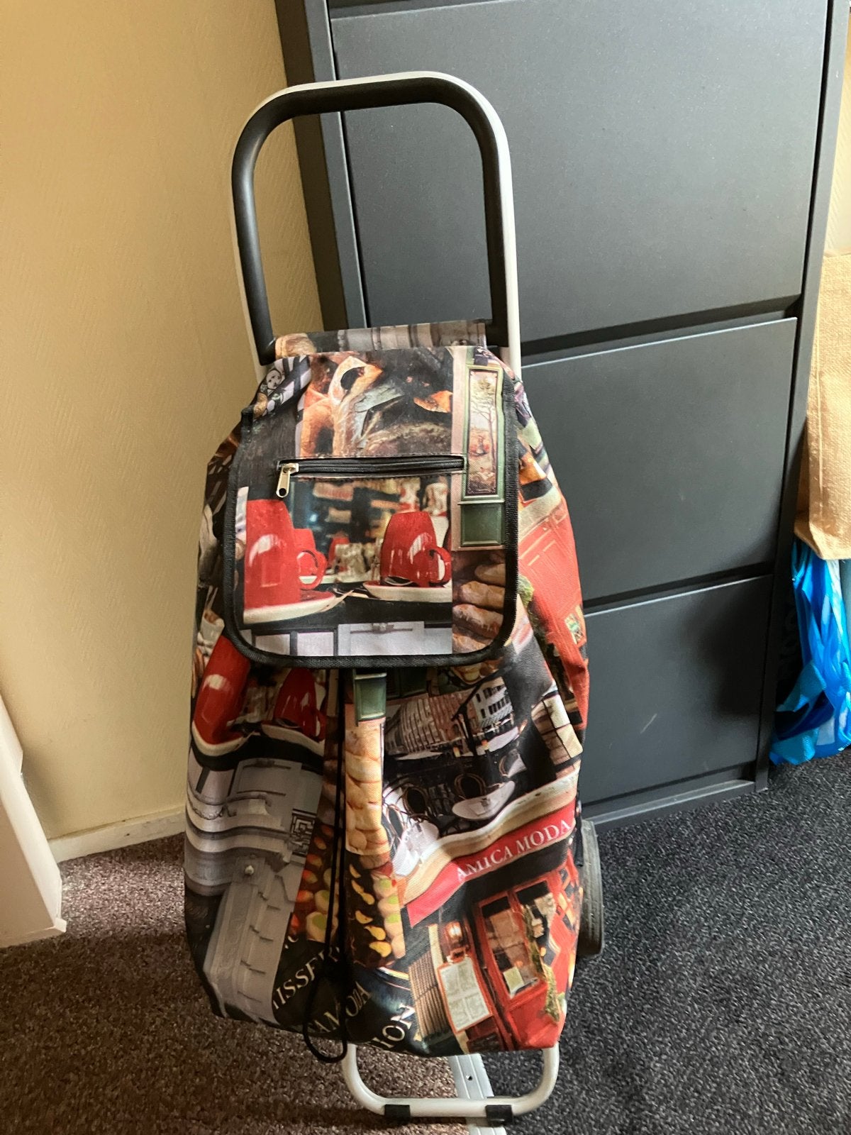 Boodschappentrolley met print, Ophalen, Gebruikt