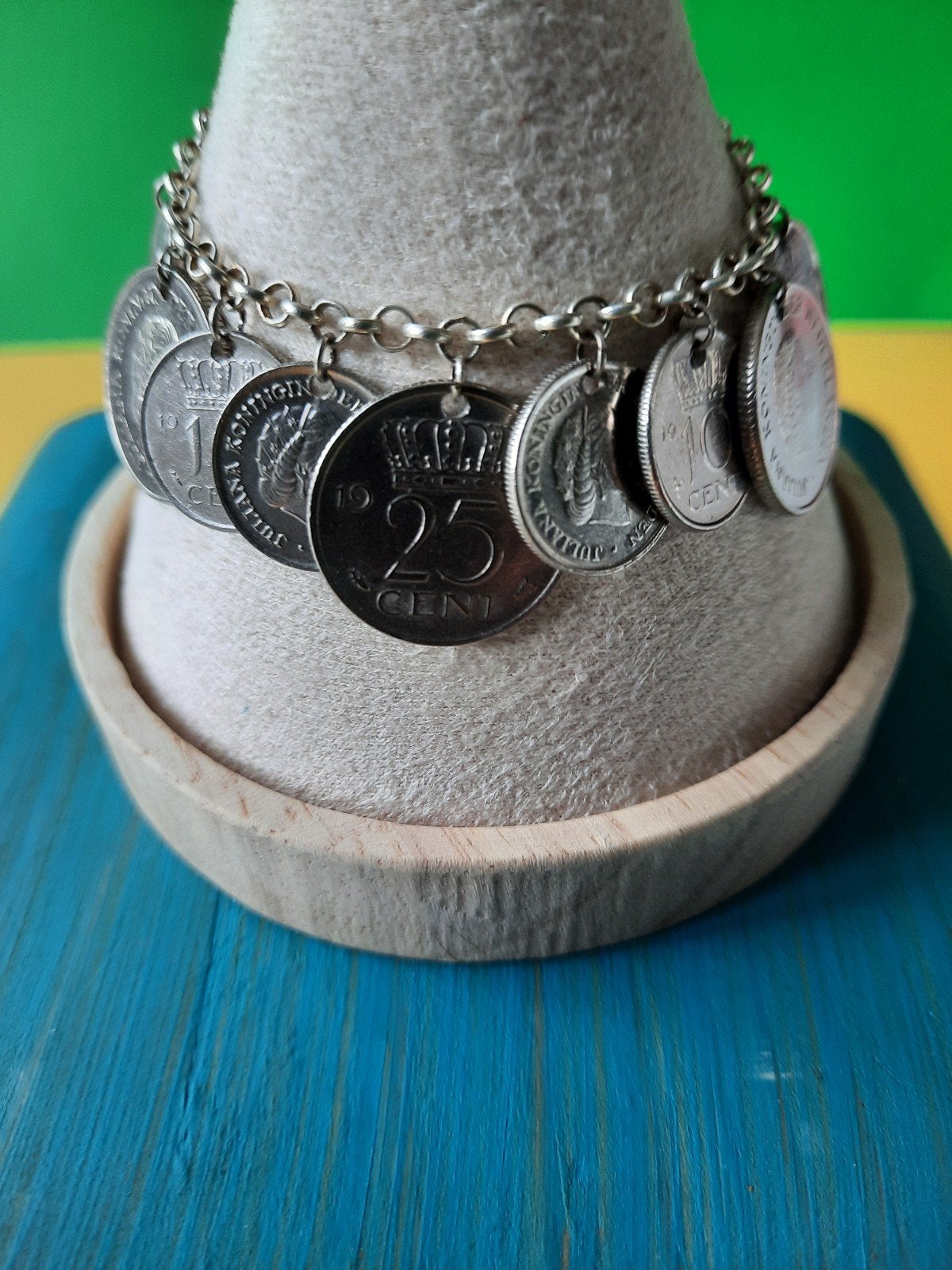 Juliana Dubbeltjes en Kwartjes Armband, Sieraden, Tassen en Uiterlijk, Armbanden, Ophalen of Verzenden, Zo goed als nieuw, Zilver