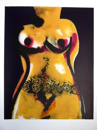 Herman Brood - "Torso", Gesigneerd, Verzenden, Zeefdruk