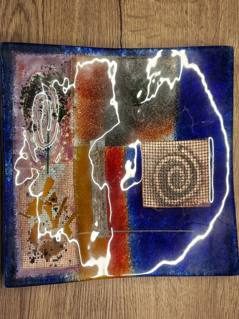 Veelkleurige art-glass schaal, Meerkleurig, Handgemaakt, 5 cm, Schaal