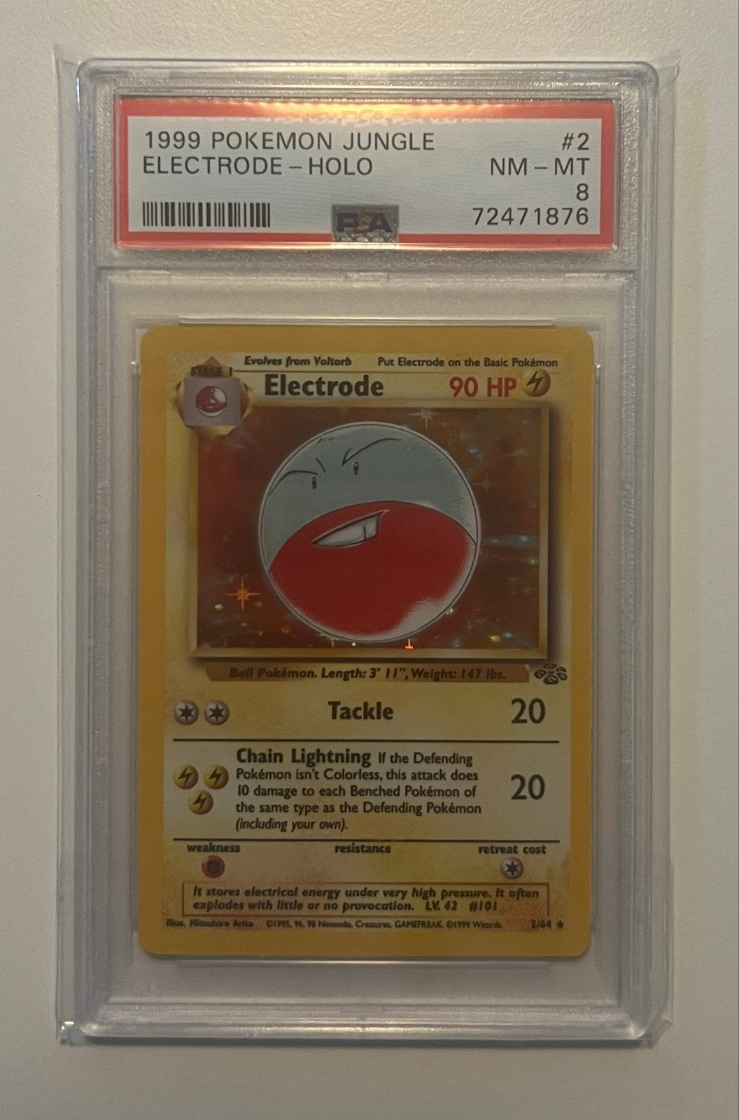 Electrode 2/64 - Jungle - PSA 8, Ophalen of Verzenden, Zo goed als nieuw, Losse kaart, Foil