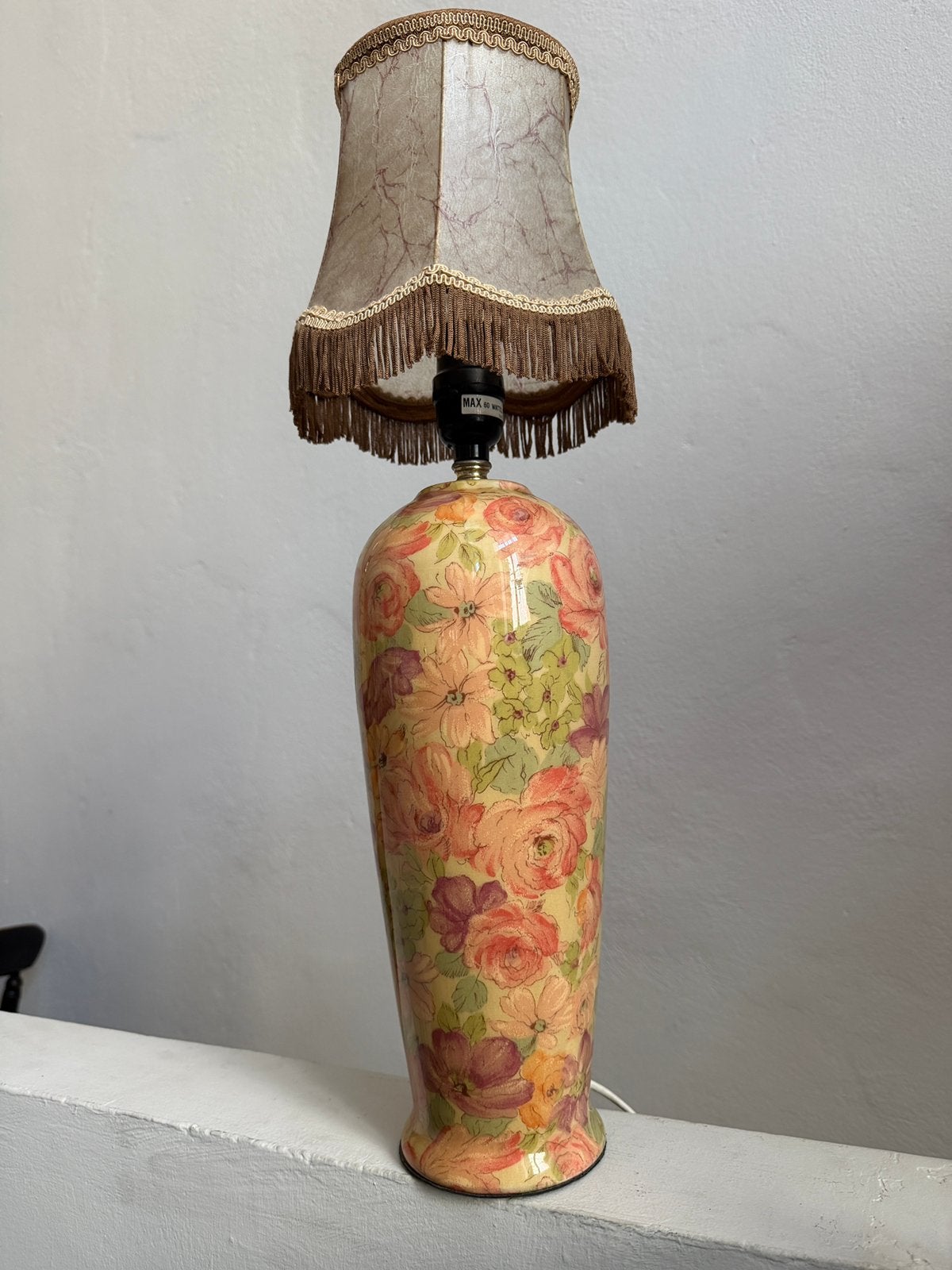 Vintage vaaslamp Frankrijk, brocante schemerlamp, Ophalen