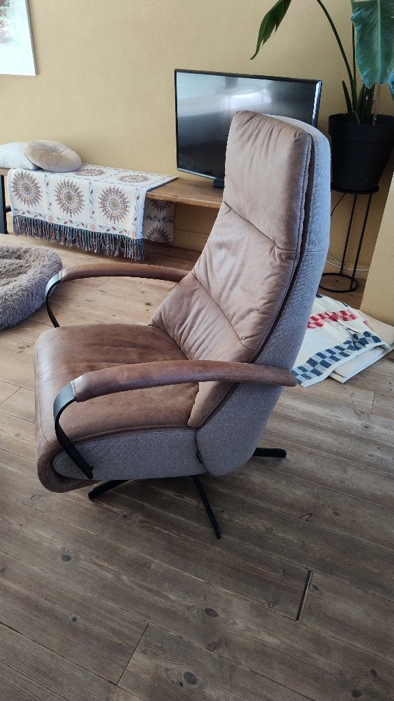 RelaxFauteuil Prominent Humberto | Leer/Stof, Ophalen, Minder dan 75 cm, Zo goed als nieuw, Leer