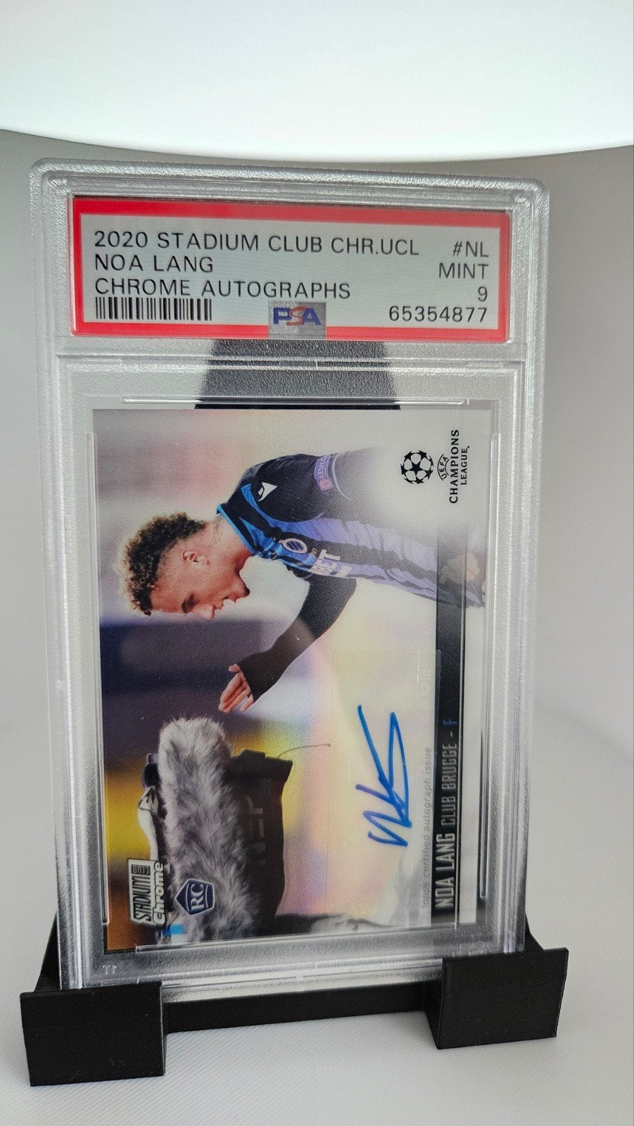Noa Lang gesigneerde kaart PSA 9 Mint - Club Brugge, Buitenlandse clubs, Spelerskaart, Ophalen of Verzenden, Zo goed als nieuw
