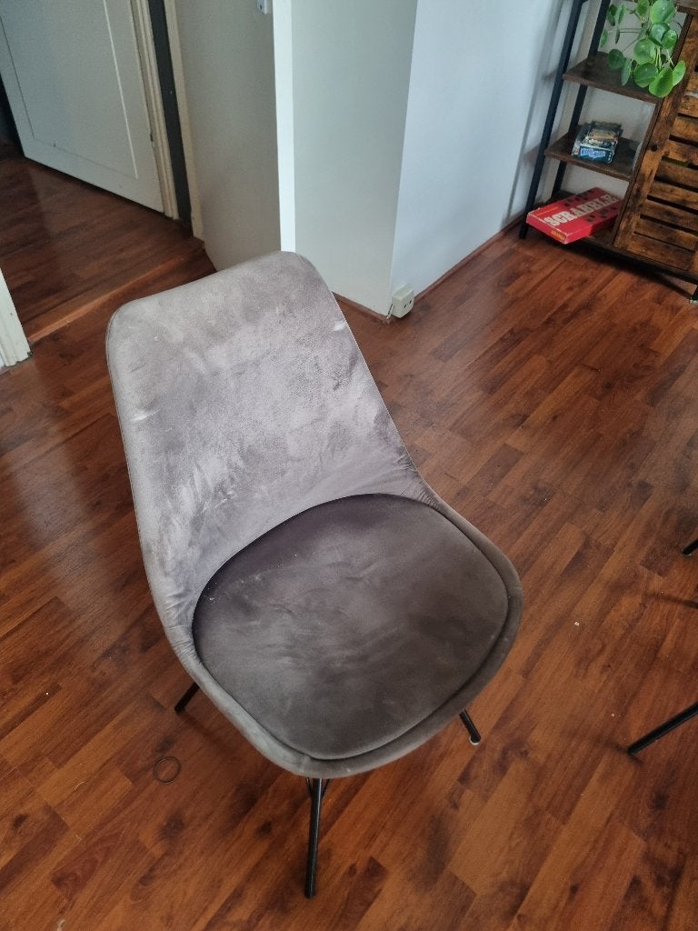 Complete set van 6 velvet eetkamerstoelen, Gebruikt, Velvet, Ophalen of Verzenden, Vijf, Zes of meer stoelen