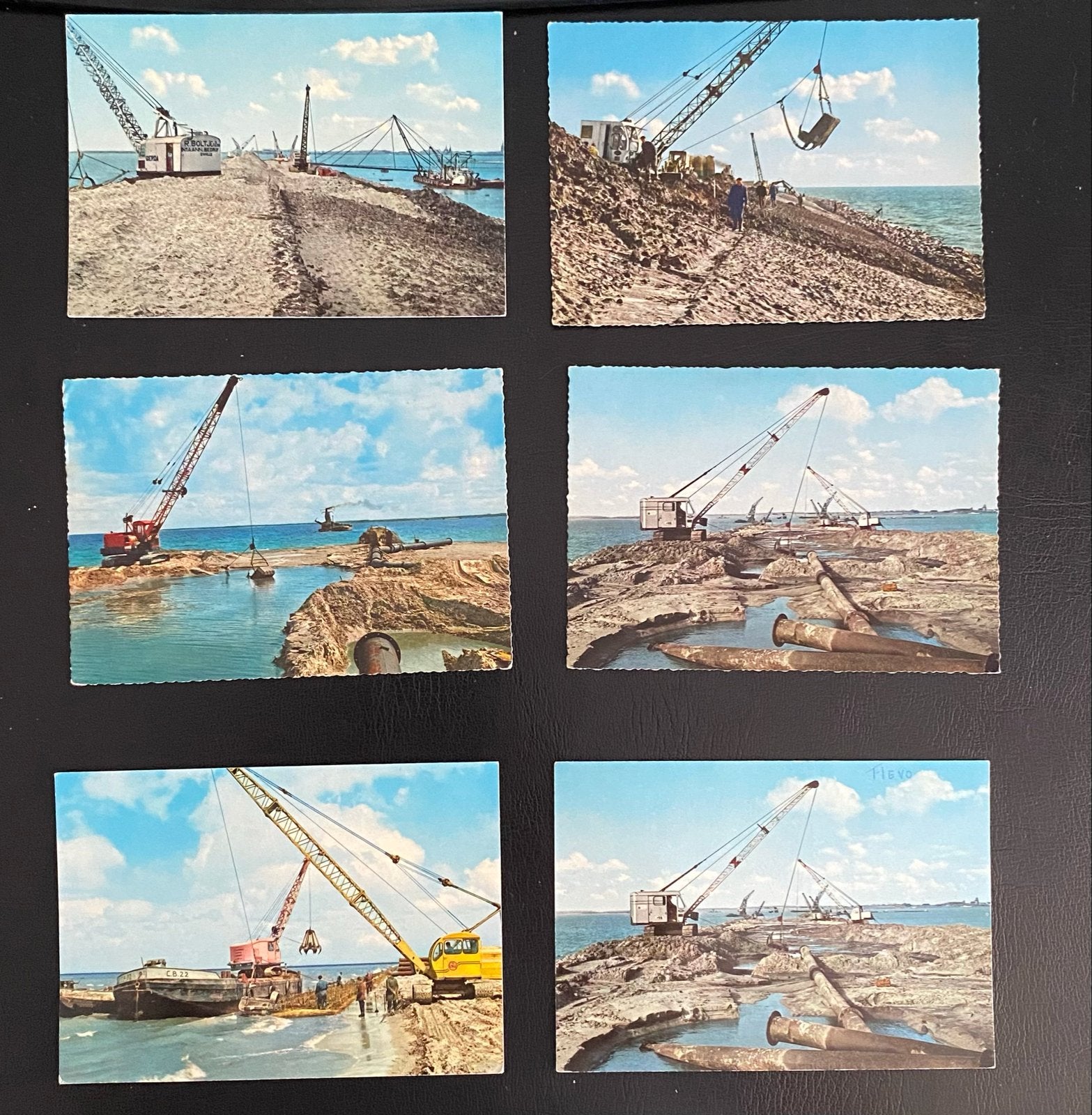 6 Ansichtkaarten aanleg afsluitdijk, Verzamelen, Ansichtkaarten | Nederland, Ophalen of Verzenden, 1960 tot 1980, Ongelopen, Zeeland