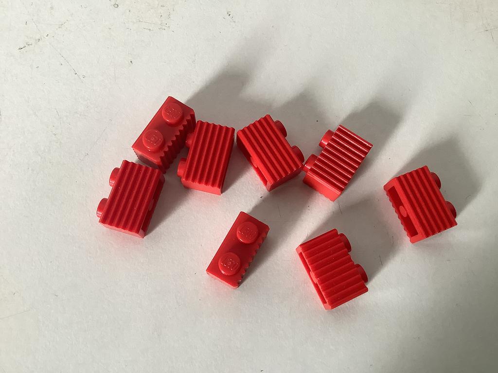Lego steen aangepast 1x2 met rooster rood, Ophalen of Verzenden, Gebruikt, Losse stenen, Lego