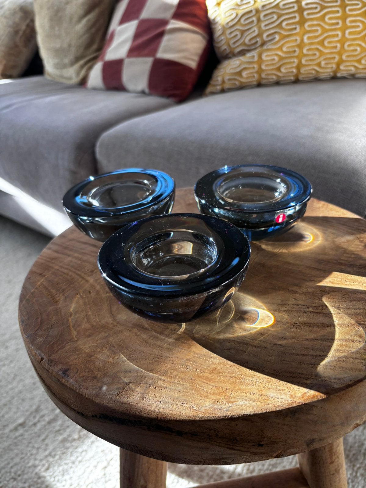 3x iittala ballo waxinelichthouders grijsblauw, Ophalen of Verzenden, Zo goed als nieuw, Iittala
