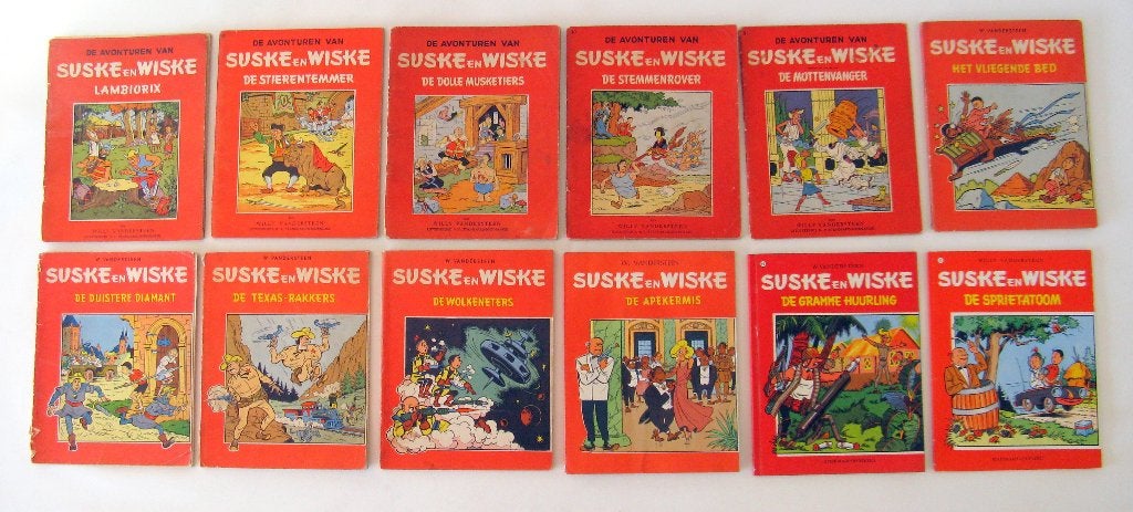 Suske en Wiske Eerste druk 1959 -- 12 Album, Gelezen, Willy Vandersteen e.a., Ophalen of Verzenden, Meerdere stripboeken