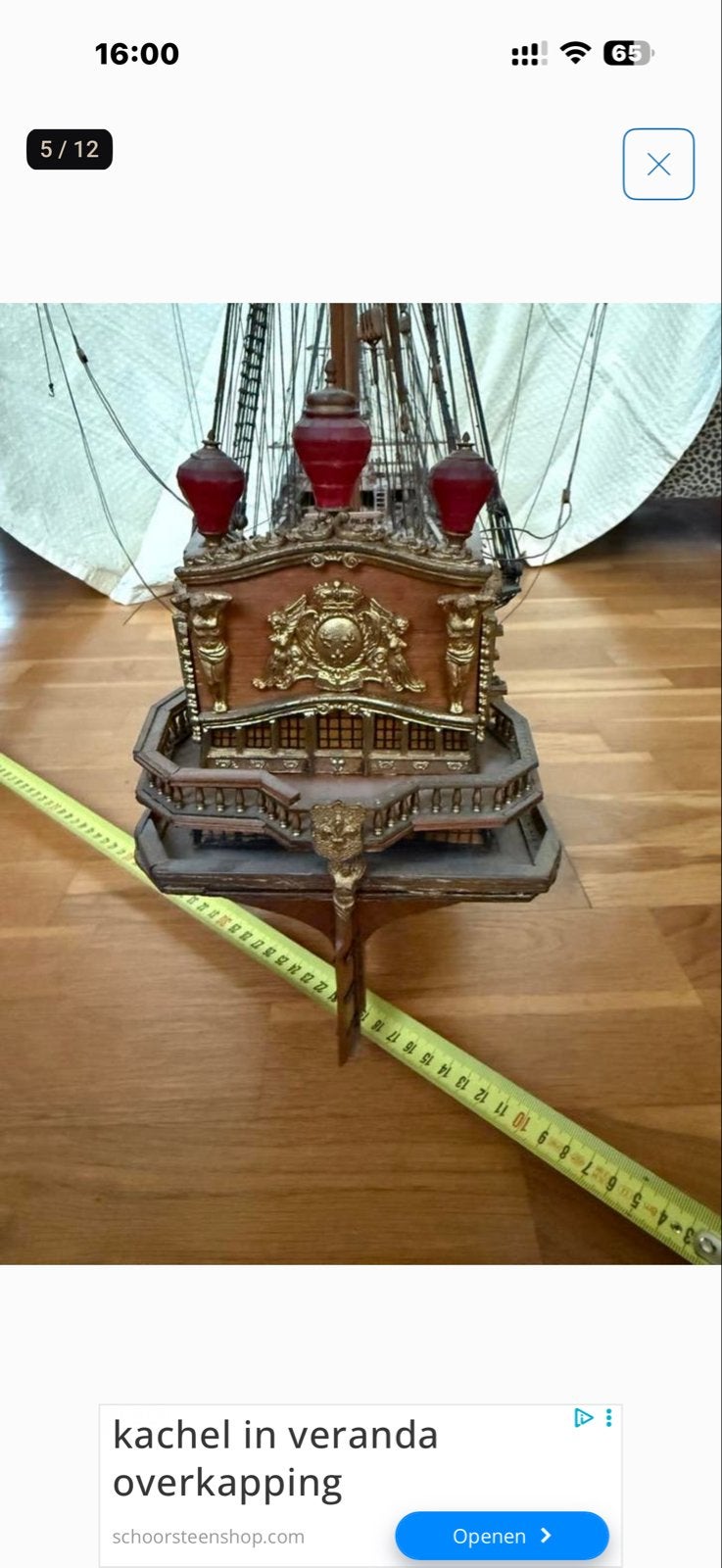 Gedetailleerd houten model 18e-eeuws linieschip, Ophalen, Gebruikt, Groter dan 1:32, Overige merken