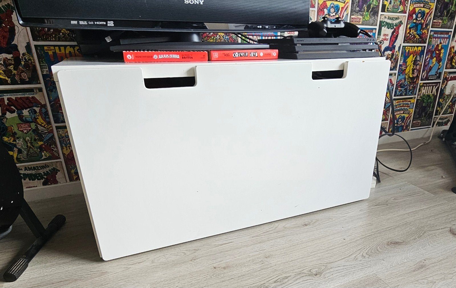 Witte TV-kast/dressoir met opbergruimte, Ophalen, Overige materialen, Gebruikt, 100 tot 150 cm