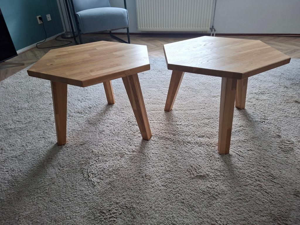 Set van 2 zeshoekige bijzettafels, 52x52x42 cm, Huis en Inrichting, Tafels | Bijzettafels, Ophalen, Minder dan 45 cm, Minder dan 55 cm