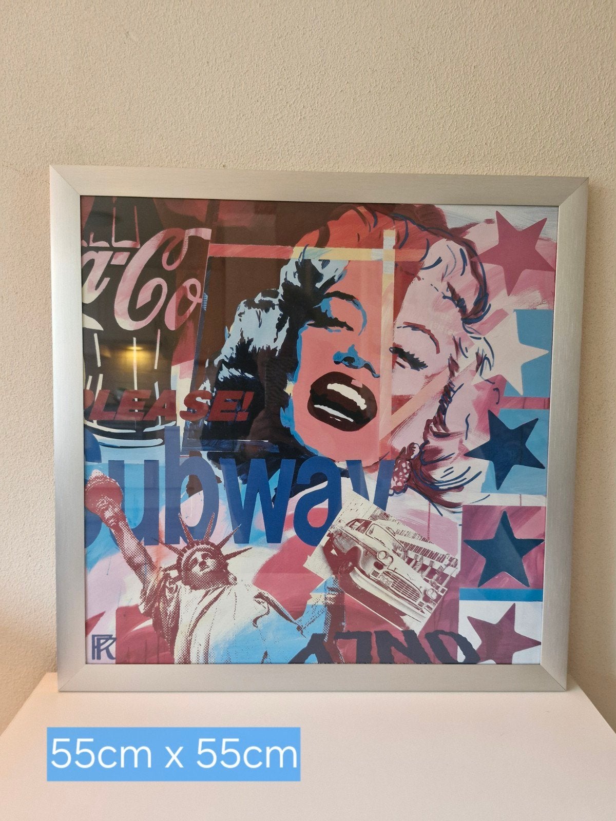 Pop Art Schilderij Marilyn Monroe - 55x55cm, Ophalen, Figuren, Papier/karton, Print