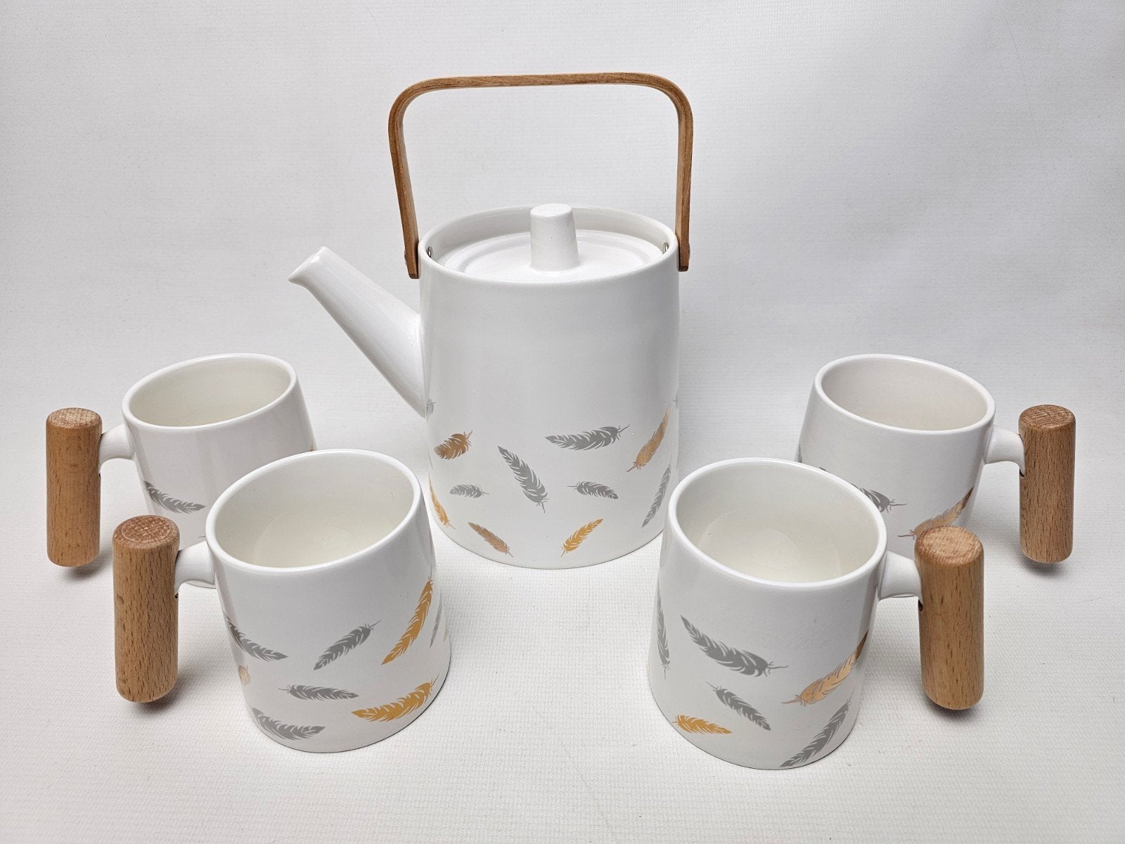 # Japanse keramische theepot set met 4 theekopjes, Aziatisch, Gebruikt, Keramiek, Ophalen of Verzenden