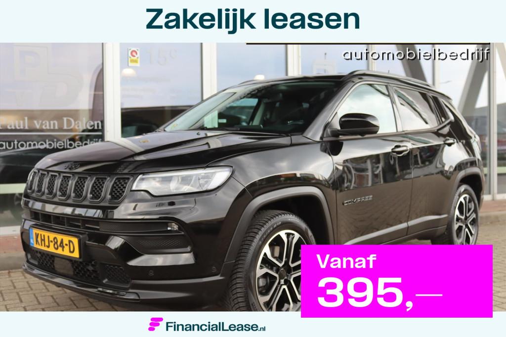 Jeep Compass 1.5 e-HYBRID AUTOMAAT LIMITED BLACK Navi | 360, Gebruikt, 4 cilinders, Leder en Stof, Zwart