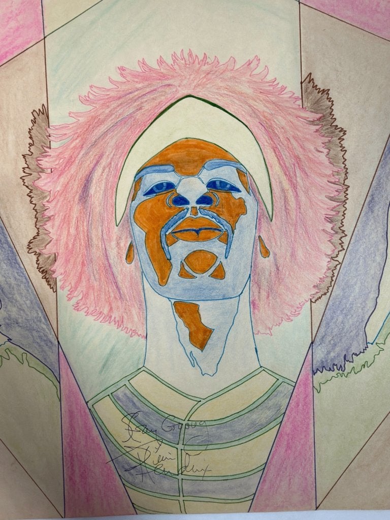 JIMI HENDRIX SIGNED Artwork 1960's Dwight Russ, Ophalen of Verzenden, Gebruikt, Poster, Artwork of Schilderij, Gesigneerd